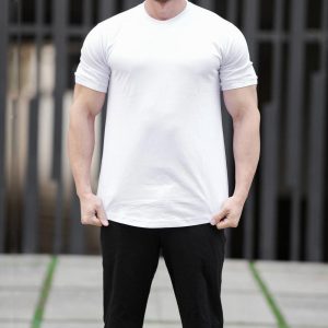 تیشرت سفید ساده بیسیک مردانه