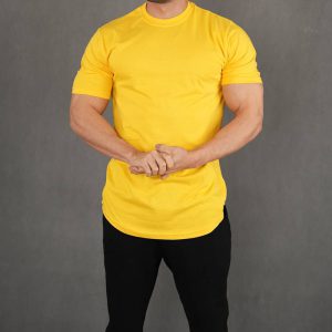 تیشرت زرد ساده بیسیک مردانه