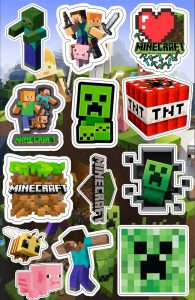پک 13 تایی استیکر و برچسب طرح minecraft ماین کرافت