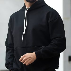 هودی مردانه سه نخ مشکی ساده