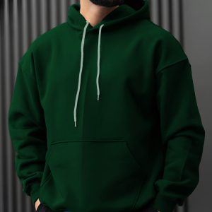 هودی مردانه سه نخ رنگ سبز کله غازی ساده