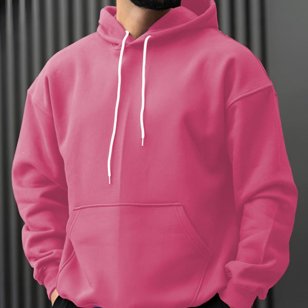 هودی مردانه سه نخ رنگ صورتی کمرنگ ساده