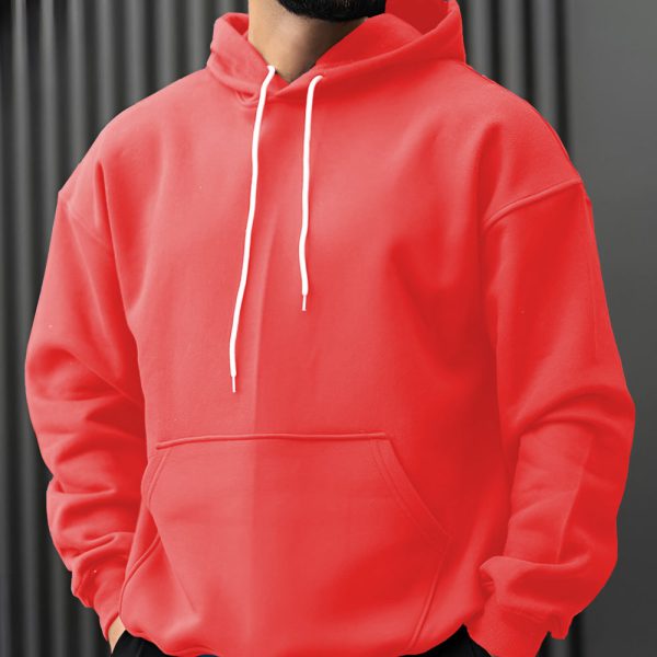 هودی مردانه سه نخ رنگ گلبهی بیسیک