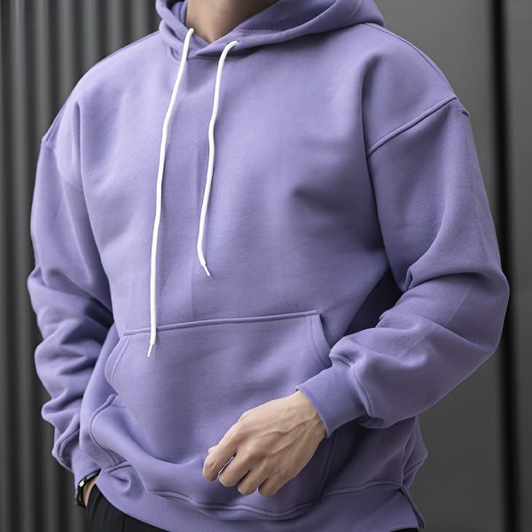 هودی مردانه سه نخ رنگ یاسی ساده